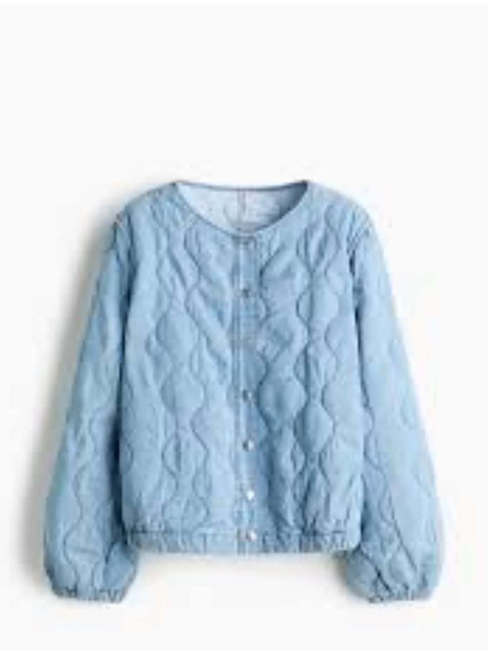 H&M NWT Quilted Denim Jacket Featuring a wave-stitched Pattern.    
     SIZE XS